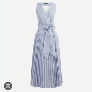 J. Crew Pleated V neck Dress in Stripe